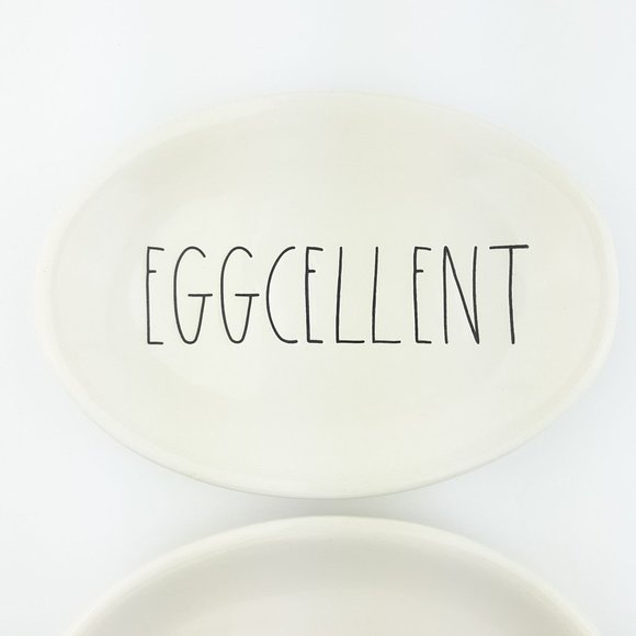 Rae Dunn Eggcellent Snack Dessert Plate Set Of 2 - Picture 5 of 11